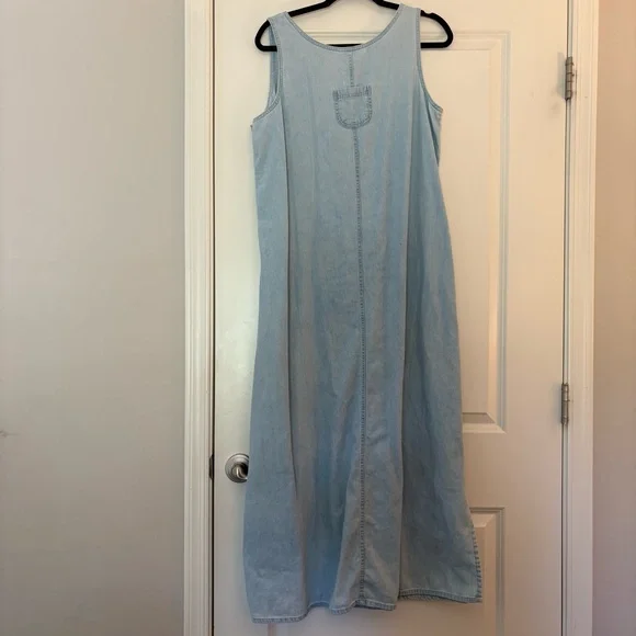 Vintage Jennifer Moore Women’s 100% Cotton Light Blue Denim Maxi Dress - Picture 7 of 9